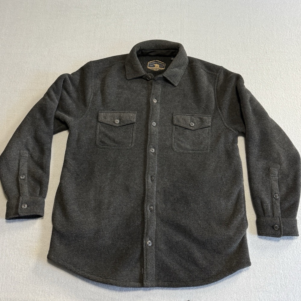 Freedom Foundry Men's Sherpa Lined Shirt Jacket Gray Fleece Shacket Size M Warm